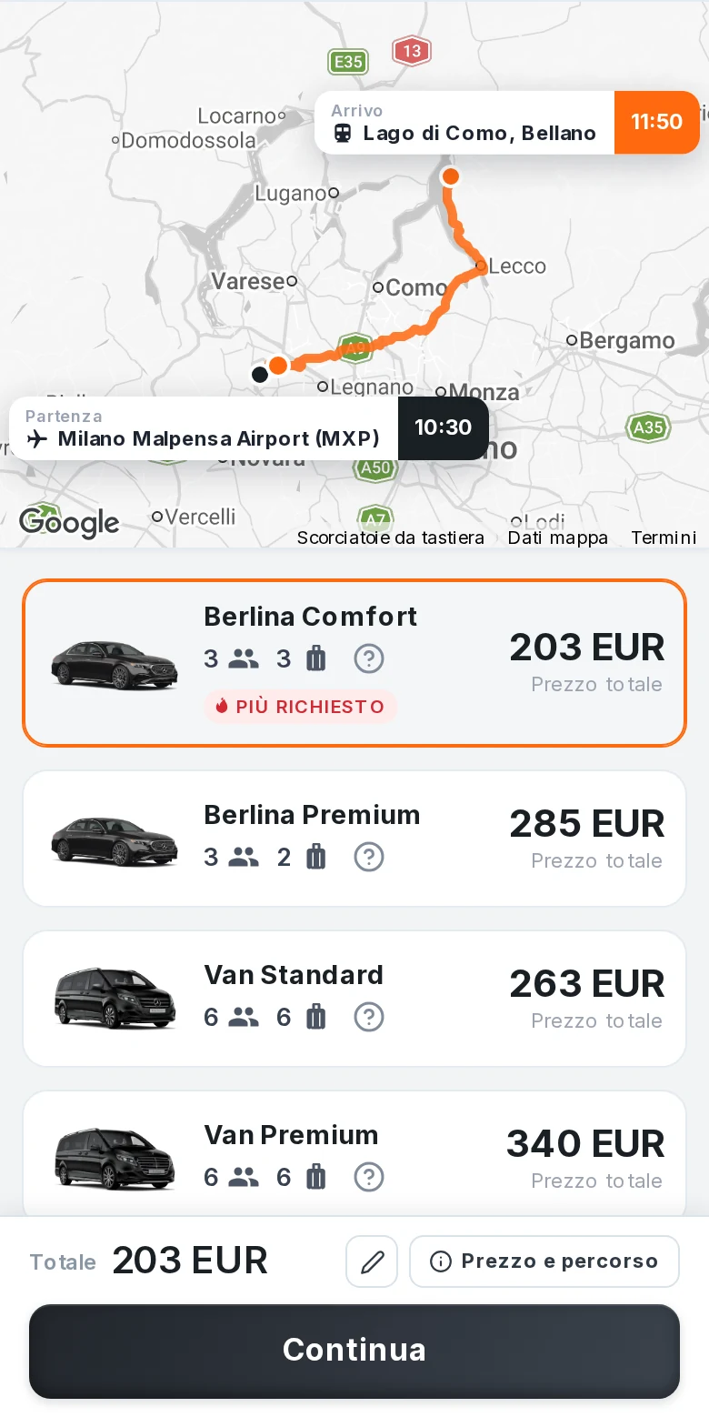 People book a transfer from the phone, often while travelling