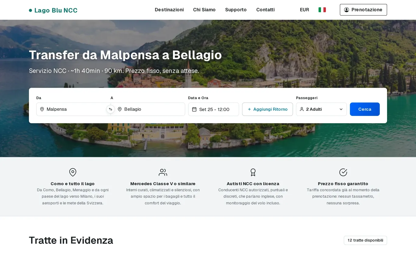 Someone searching "transfer Malpensa Como" finds your page